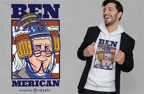 Benjamin Franklin Drinking Beer T-shirt Design Vector Download