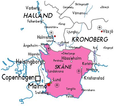 Skane Map Province City | Map of Sweden Political Region Province City