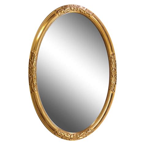 1930s French Gold Wood Framed Oval Mirror | Chairish