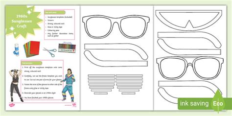 1980s Sunglasses Craft Templates - Twinkl - KS2 - Twinkl