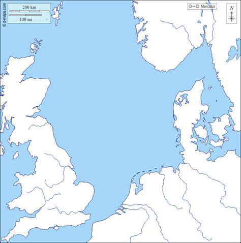 Nordsee Kostenlose Karten, kostenlose stumme Karte, kostenlose unausgefüllt Landkarte ...