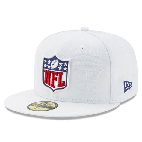 NFL Shield New Era Logo 59FIFTY Fitted Hat - White | Fitted hats, New era logo, New era