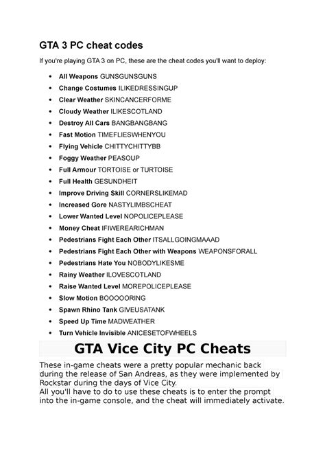 GTA 3 PC cheat codes - GTA 3 PC cheat codes If you're playing GTA 3 on ...