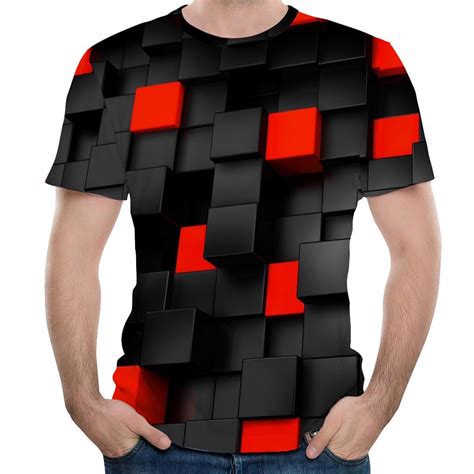 Herren 3D-Druck-T-Shirt, kurzärmelige Bluse, lässiges T-Shirt mit O-Ausschnitt günstig kaufen ...