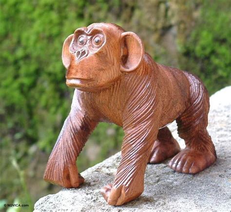 Hand Made Wood Monkey Sculpture from Indonesia - Curious Chimp | NOVICA ...