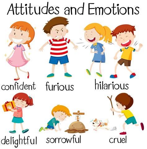 Set of children attitudes and emotions 541051 Vector Art at Vecteezy