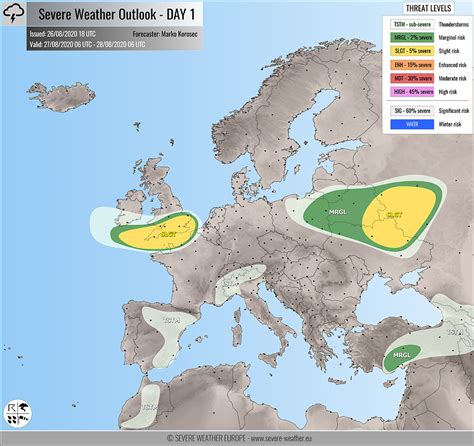 Weather Forecast for Europe - Severe Weather Outlook - Aug 27th, 2020