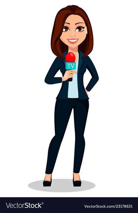 Journalist woman beautiful lady reporter Vector Image | 業, 職業, 画