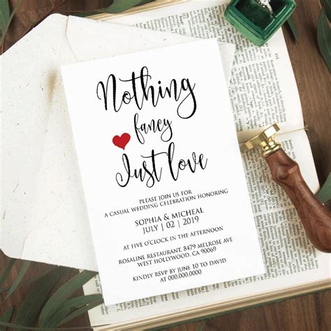 Nothing Fancy Just Love Wedding Invitation Funny Elopement - Etsy