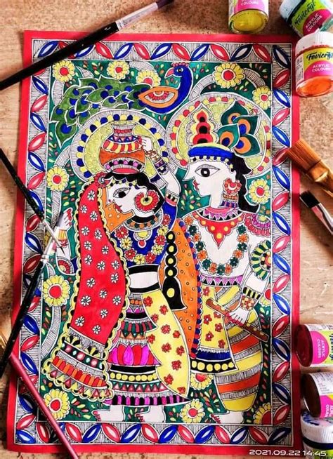 Mithila Painting Of Phool Tokri Mahila — TVAMI, 60% OFF