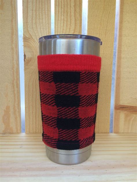 Red Plaid Coffee Cozy Buffalo Check Yeti Cover Red and | Etsy | Coffee cozy, Reusable coffee ...