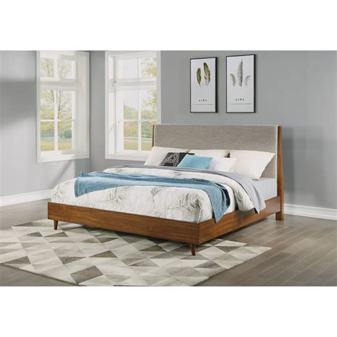 Flexsteel Wynwood Collection Carmen Mid-Century Modern Queen Upholstered Bed with Platform Frame ...