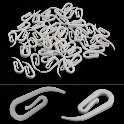 50PCS Curtain Pleat Hooks for Curtains Hooks White Plastic shape Window ...