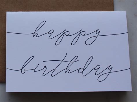 Happy Birthday Cursive Card For Him and For Her | Etsy