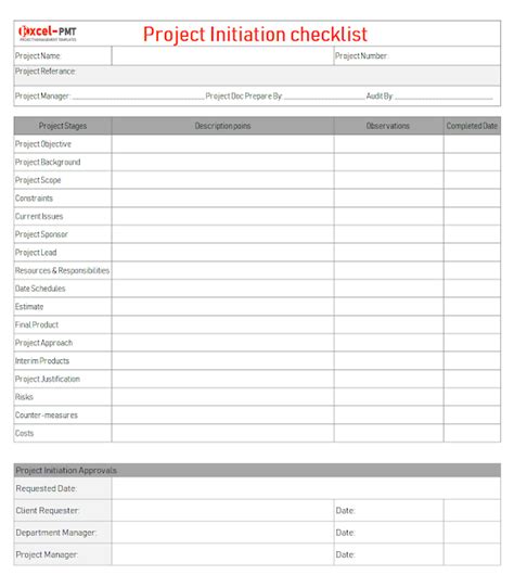 Project Initiation checklist excel template & Example - Project Management | Small Business Guide