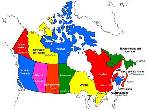 Diagram of Canada Provinces, Capitals | Quizlet