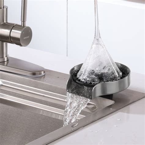 WEWE Glass Rinser, Upgraded 360 Degree Rotating Spout Glass Rinser for Kitchen Sink Stainless ...