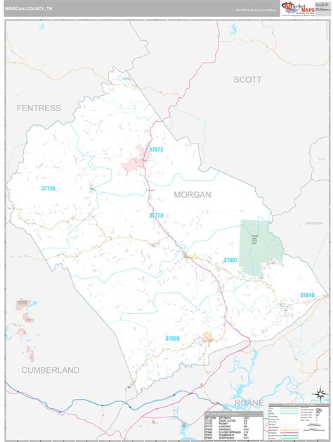 Morgan County, TN Wall Map Premium Style by MarketMAPS - MapSales.com