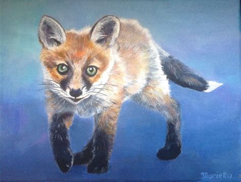 Little Fox - Acrylic painting by Marietta Modl | Acrylic painting, Painting, Art