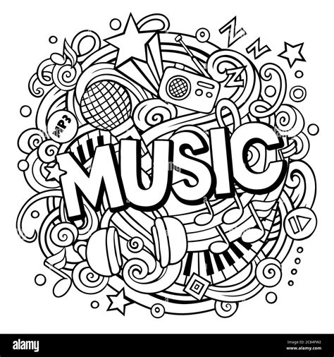 Cartoon cute doodles Music word Stock Vector Image & Art - Alamy