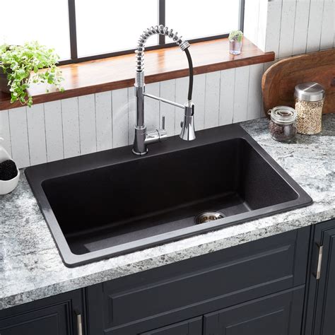 33" Totten Granite Composite Drop-In Kitchen Sink - Black - Granite Composite Sinks - Kitchen ...