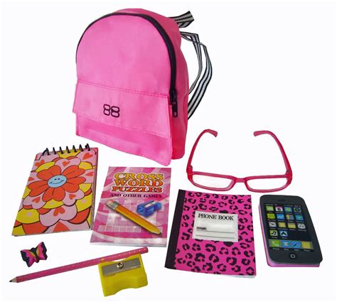 NEW! 9 PC Pink Backpack & School Supplies Set for 18" American Girl ...