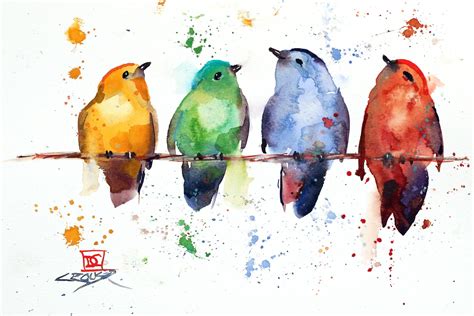 COLORFUL SONGBIRDS Original Watercolor Bird Painting by Dean Crouser in ...