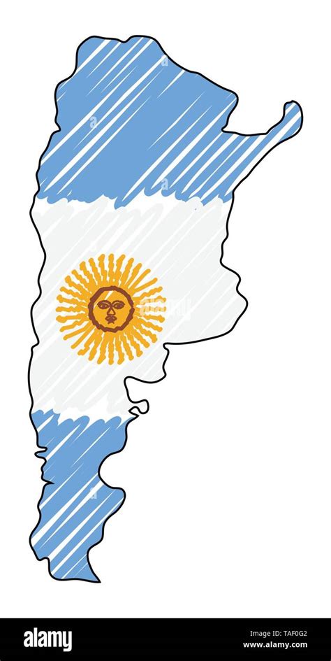 Argentina Bandera Dibujo - Dibujado A Mano De La Bandera Nacional ...