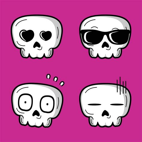 vector illustration of cute kawaii skull emoji 11137372 Vector Art at ...