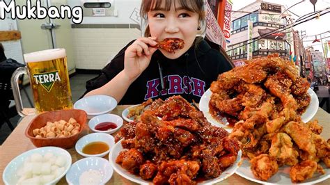 Mukbang | 수원 통닭골목 먹방 🍗 | 용성통닭, 양념치킨, 후라이드, 왕갈비통닭 - YouTube