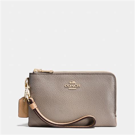 Lyst - Coach Double Corner Zip Wristlet In Colorblock Leather in Metallic