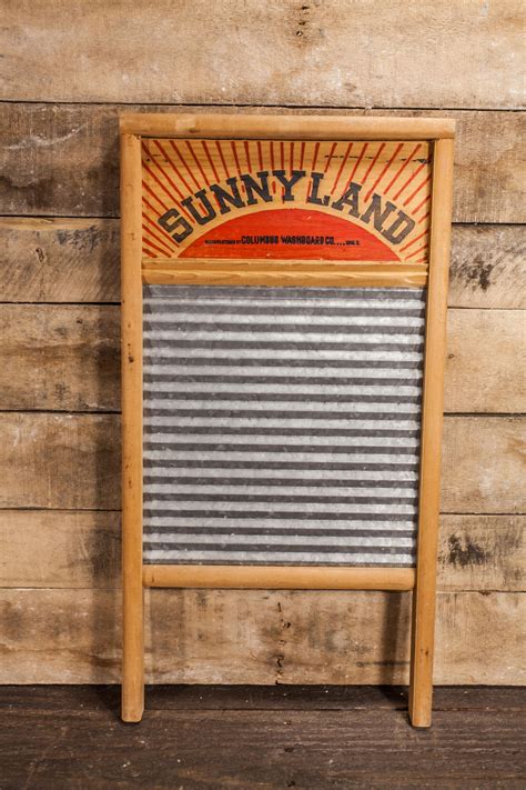 Vintage Sunnyland Washboard No. 2090 Wood Metal Farmhouse Washboard Advertising Country Laundry ...