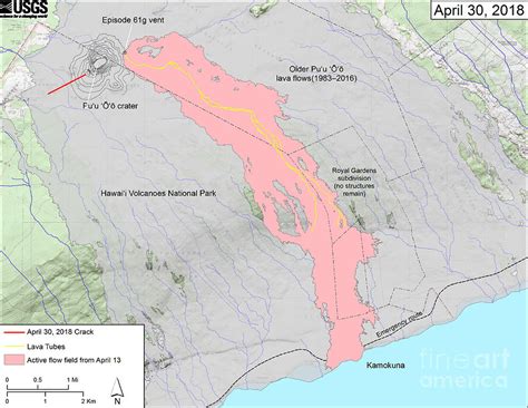 Kilauea Eruption Map by Us Geological Survey/science Photo Library