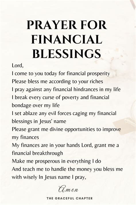 Prayers For Financial Protection - Printable Form, Templates and Letter