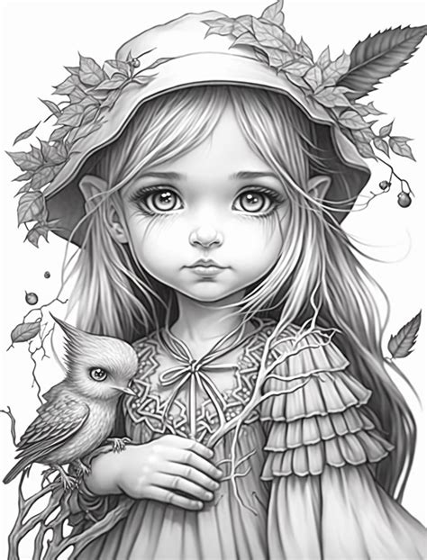 Cute Druid Girl Coloring Pages For Kids and Adults | Horse coloring ...