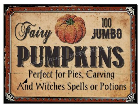 Large Vintage Style Pumpkins Sign Label Instant Download - Etsy