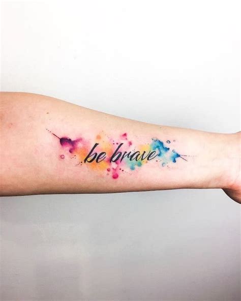 be brave, flower tattoos, watercolor forearm tattoo, white background ...