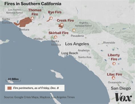 Map: Where Southern California's Massive Blazes Are Burning - Vox - Riverside California Fire ...