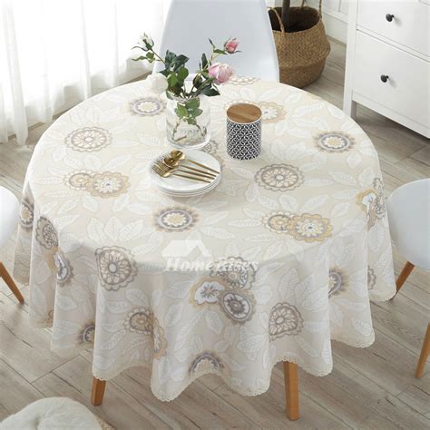 Modern Cotton Linen Cheap Tablecloths Round 70 Inch Beige/Colorful