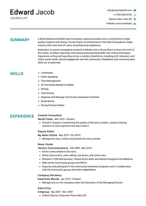 Journalist Resume Sample in 2024 - ResumeKraft