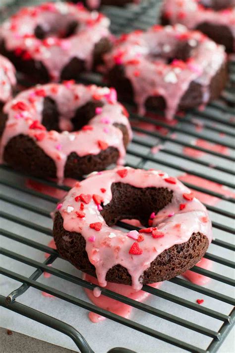 Baked Chocolate Donuts with Cherry Glaze - Taste and Tell