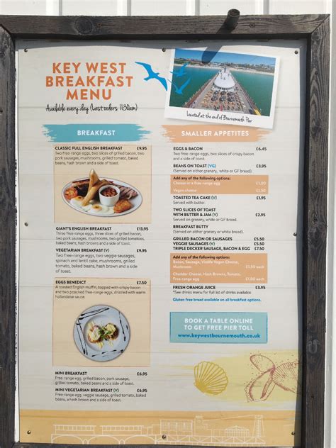 Key West Bournemouth's full menu online