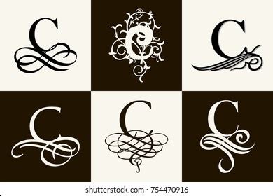 Vintage Set Capital Letter C Monograms Stock Vector (Royalty Free ...