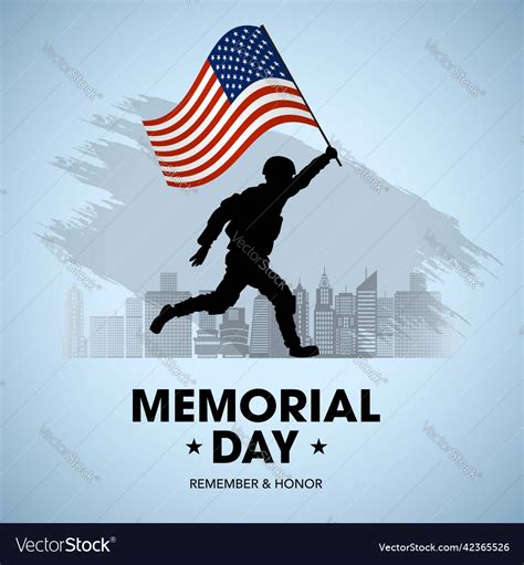 Happy memorial day usa american soldier with flag Vector Image