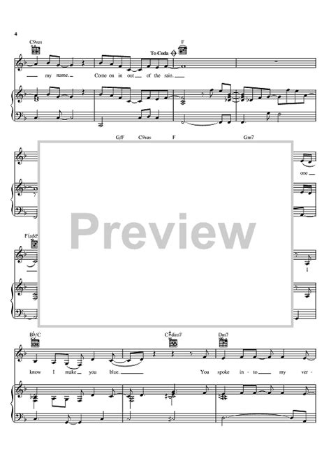 Come In Out Of The Rain" Sheet Music by Wendy Moten for Piano/Vocal ...