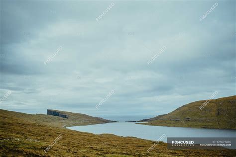 Panoramic landscape of river in highlands — countryside, clouds - Stock ...