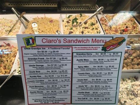 Online Menu of Claro's Italian Markets, Upland, CA