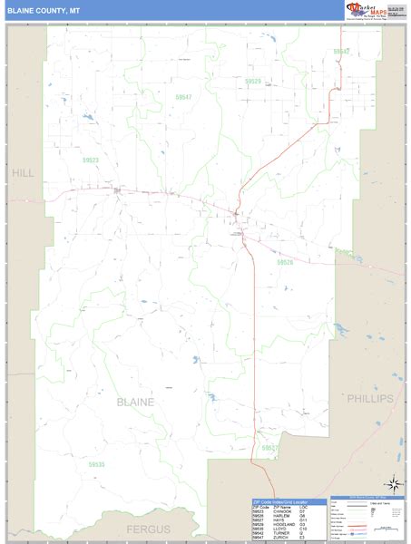 Blaine County, Montana Zip Code Wall Map | Maps.com.com