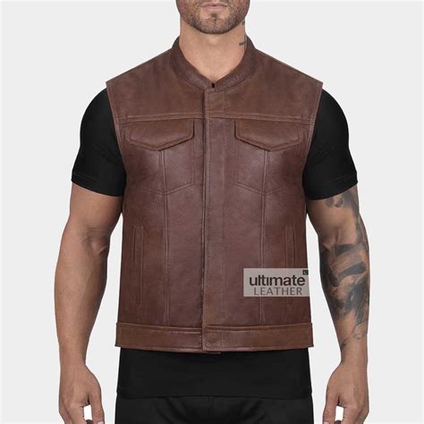 Get Mens Leather Vest | Mens Brown Vest - Ultimate Leather