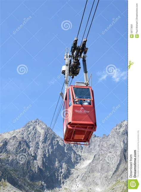 Tatranska Lomnica Cable Car with Mountain in Portait Aspect Editorial ...